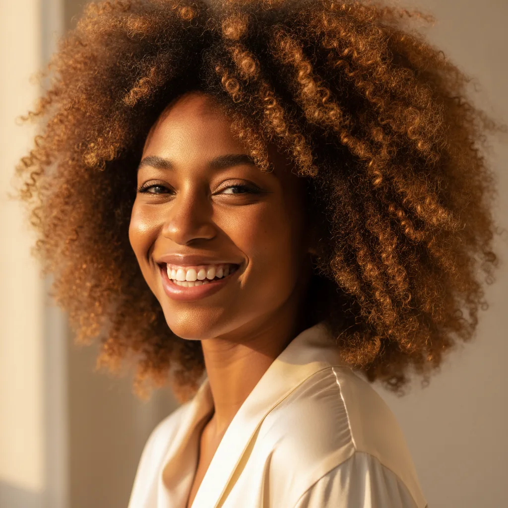 Woman with flourishing natural hair